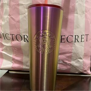 Starbucks 2022 Oil Slick Stainless Ombre Gradient Pink Yellow Venti Cup Tumbler